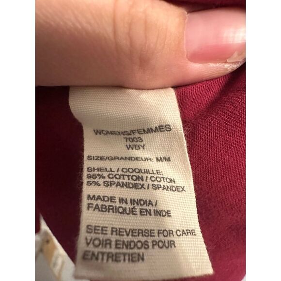 Woolrich Women's 7003 Laureldale Long Sleeve T-Shirt Stretch Cotton Burgundy M - Picture 5 of 6